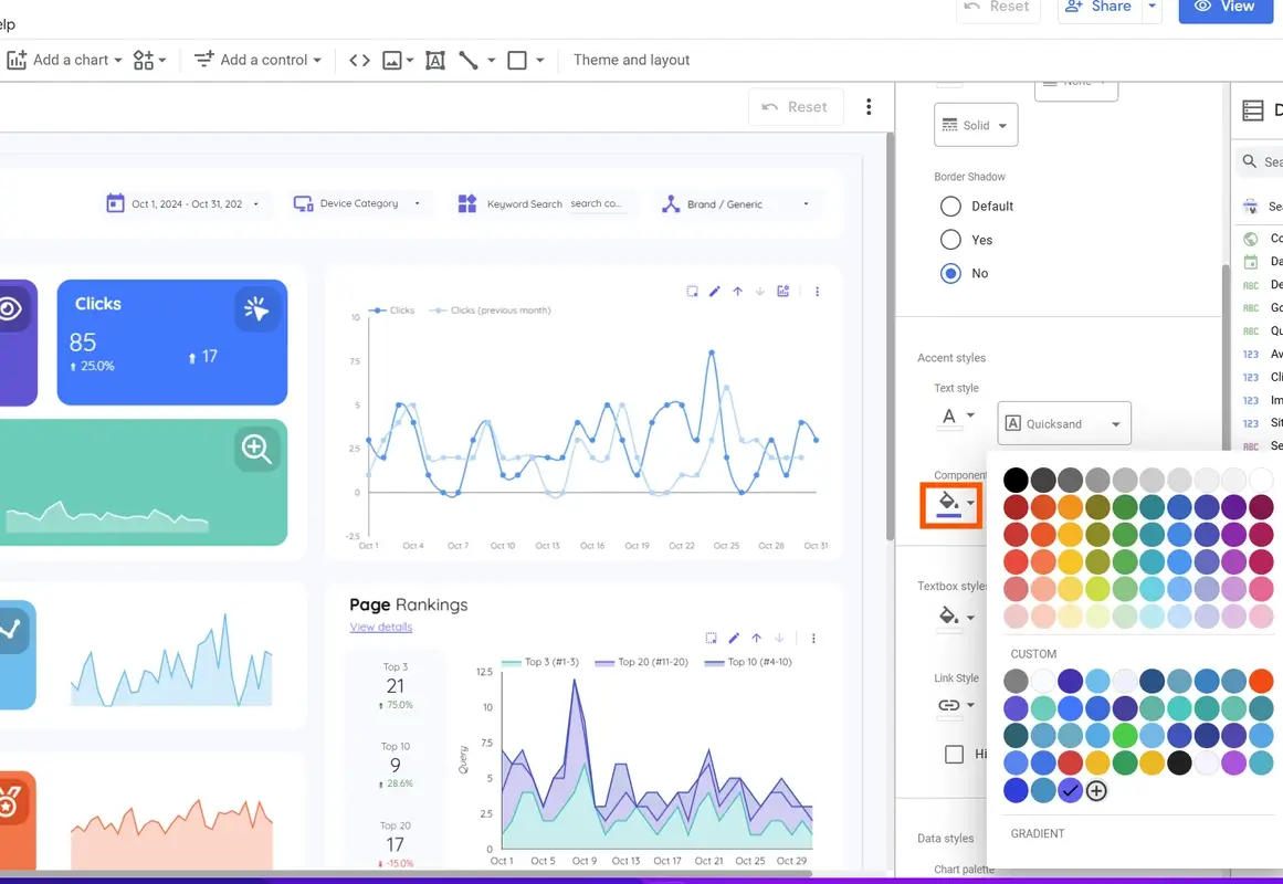 Selecting Main Colors for your report