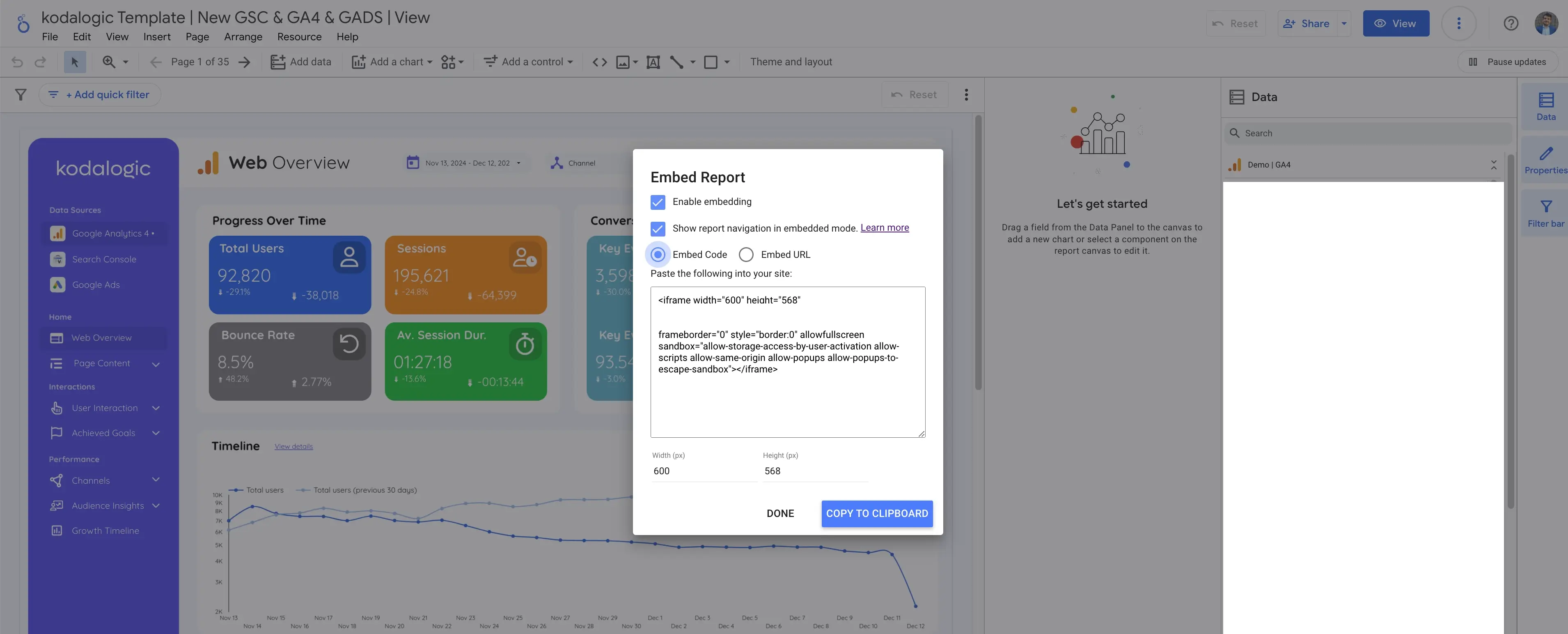 Embedding a Looker Studio dashboard into a website with iframe