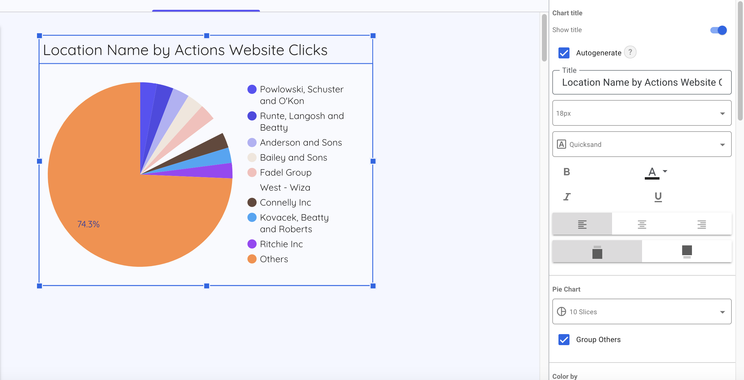 Example of autogenerated chart titles, simplifying data visualization setup.