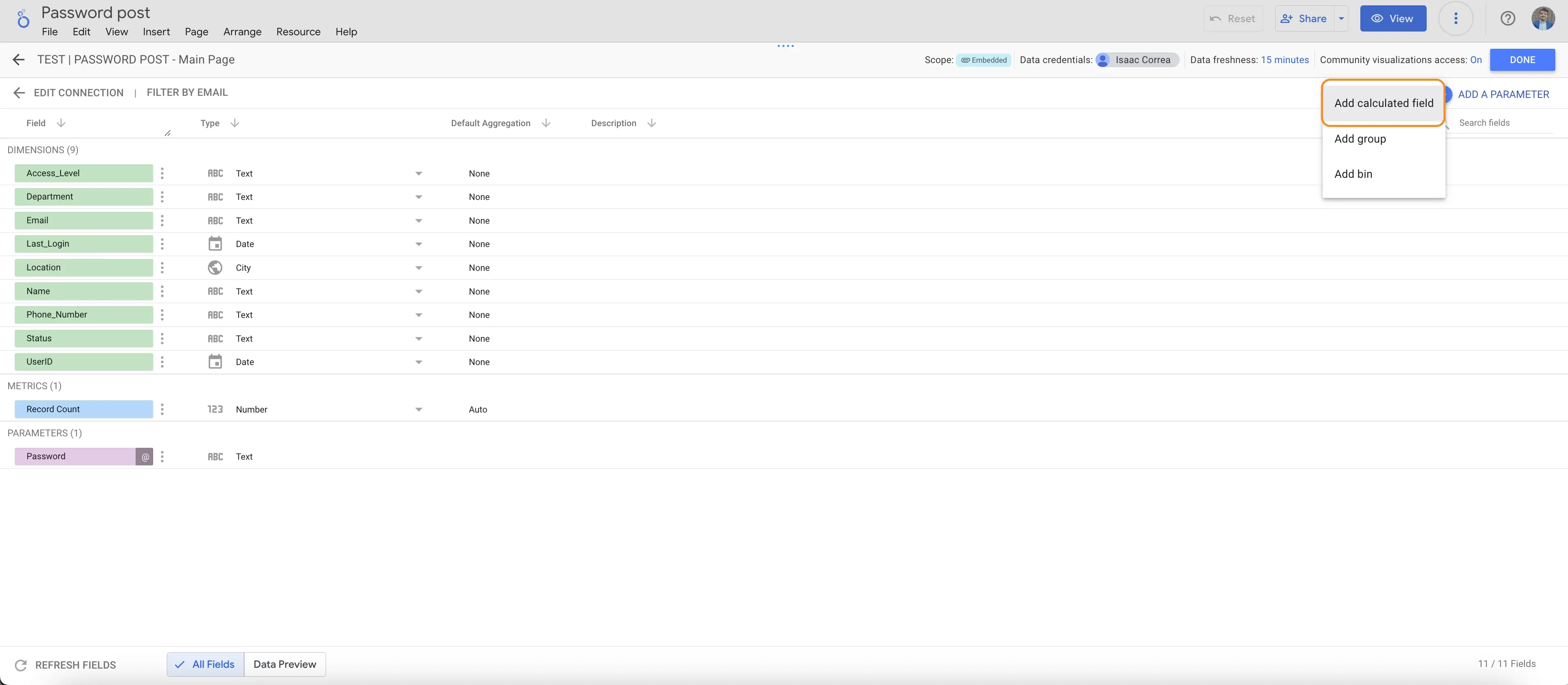 Adding a calculated field in Looker Studio