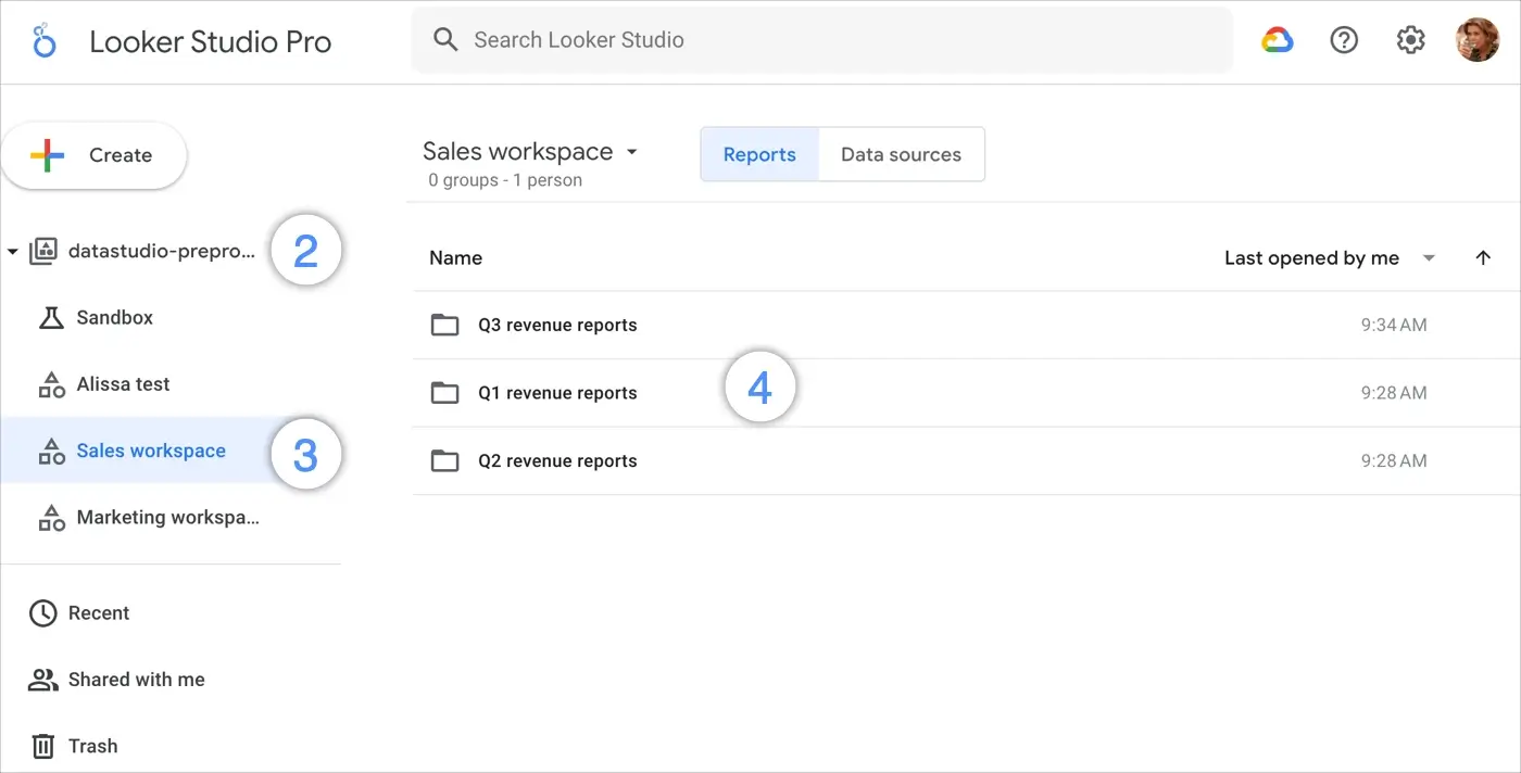 Managing Looker Studio dashboards via shared folders