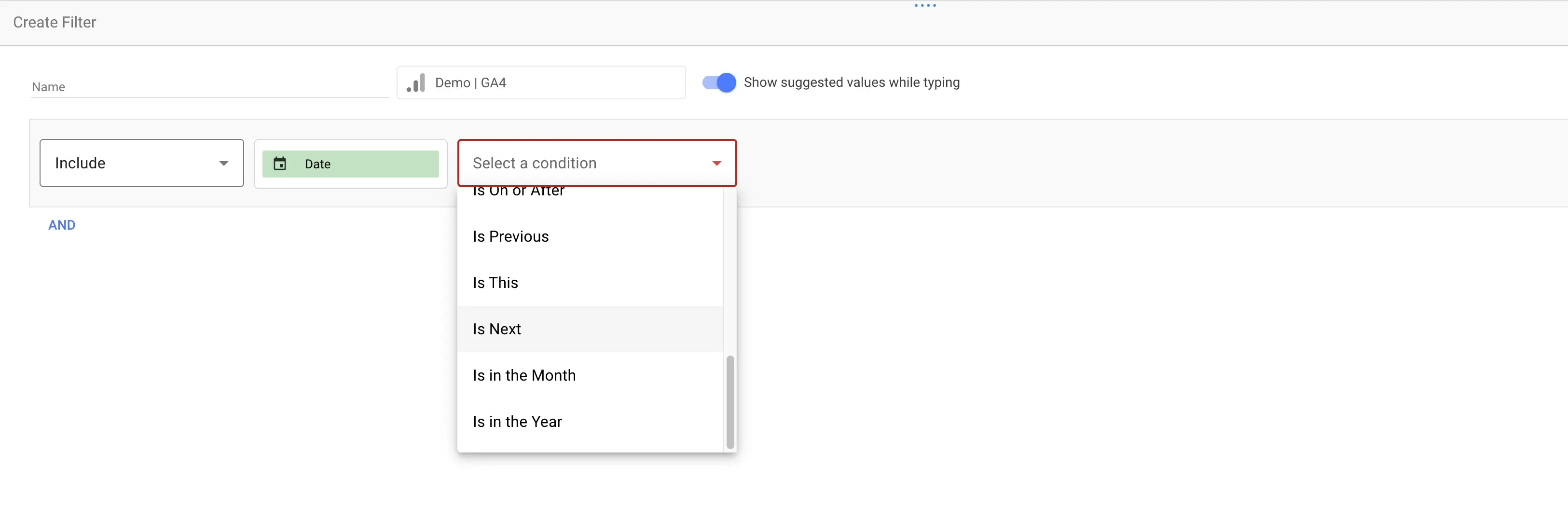 Illustration showing date and time filter options with examples of filter conditions, highlighting improved precision for data segmentation.