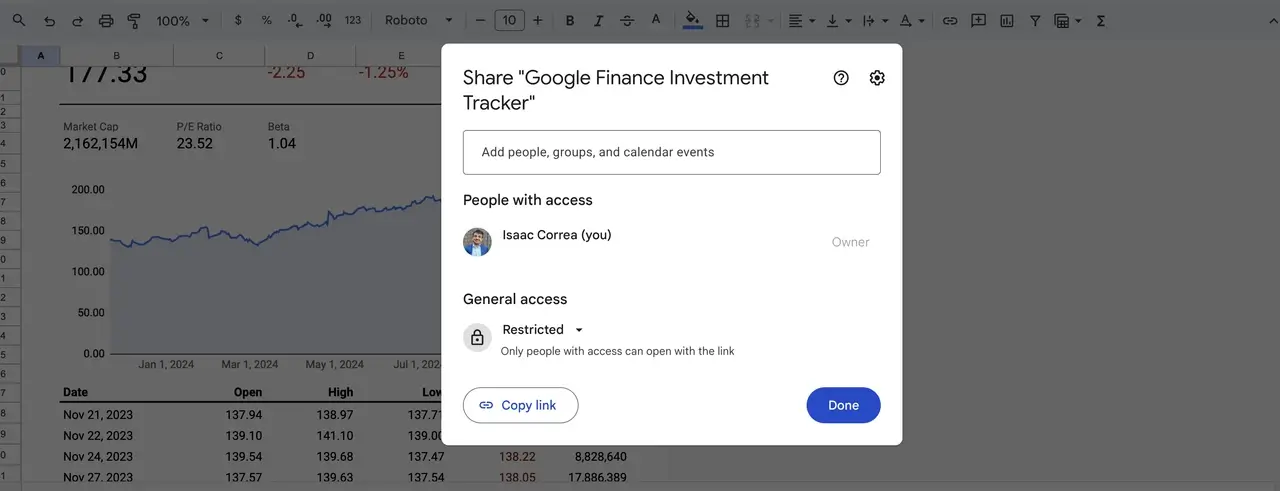 Checking Google Sheets permissions to resolve the Looker Studio "Cannot connect to your dataset" error